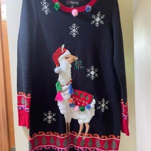 Llama Christmas long sweater